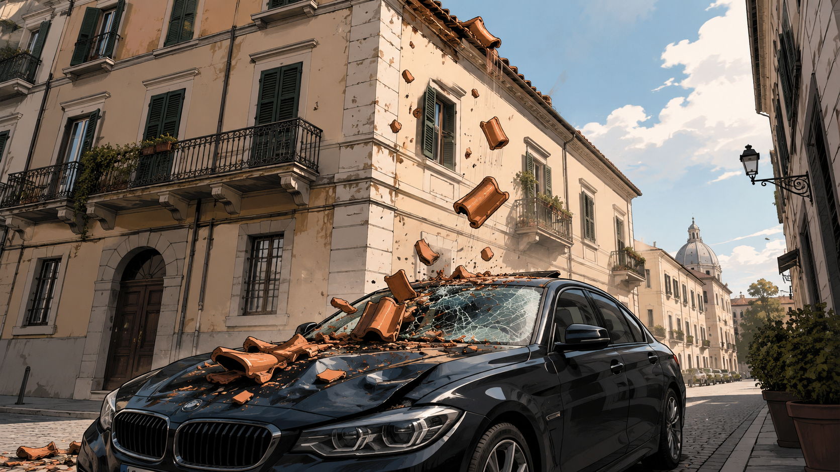Mattonelle cadono dal tetto e danneggiano l’auto: il condominio è responsabile